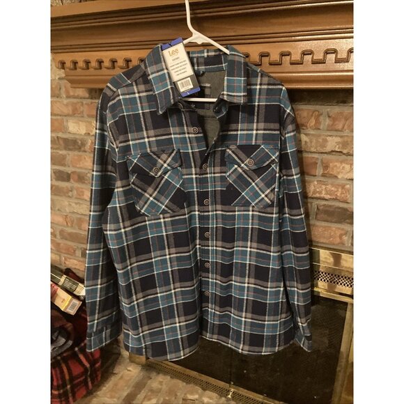 Lee Men's Medium Thick Flannel Shirt Jacket Shacket Thermal Lining Large NWT - Picture 1 of 8